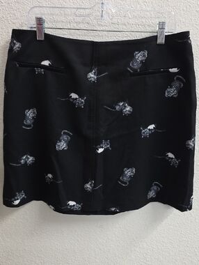 Cheshire Cat Disney Wonderland Black Stretch Monochrome Dark Academia Mini Skirt